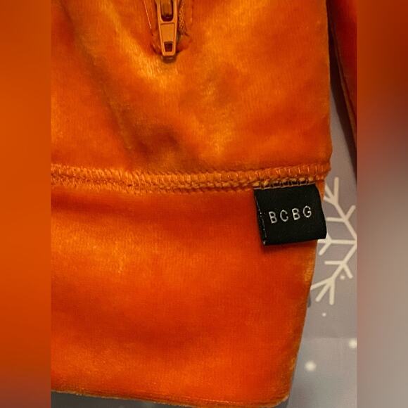 BCBGMaxAzria Vintage Orange Velour Zip Cover Jacket size Large - Picture 2 of 11